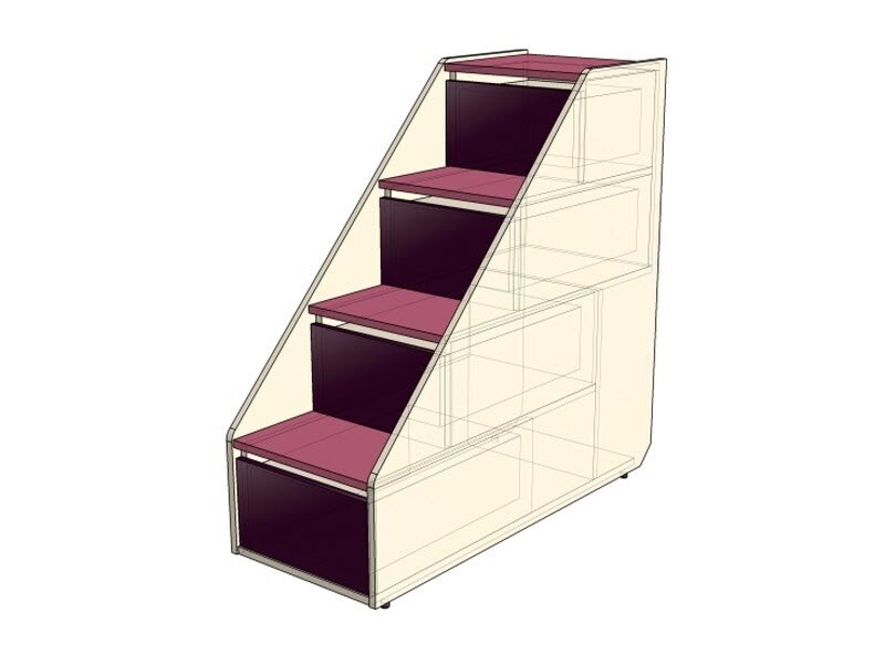 Лестница для двухэтажного блока кровати Силуэт, фасады МДФ (СФ-262915, СФ-267215, СФ-365915)